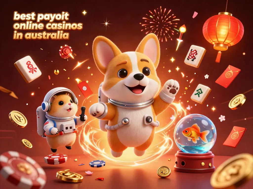 Engage with the best payout online casinos in Australia, featuring a fun casino scene in zero gravity.