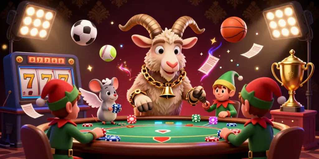 Experience CM88's lively casino atmosphere with Krampus managing games amid festive chaos.