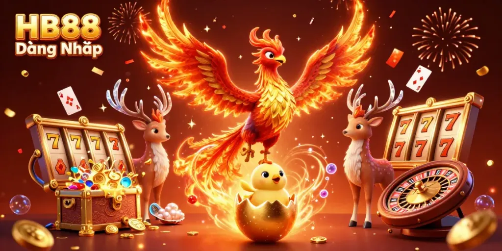 Experience the excitement of HB88 Đăng Nhập with vibrant, animated casino elements in a captivating scene.