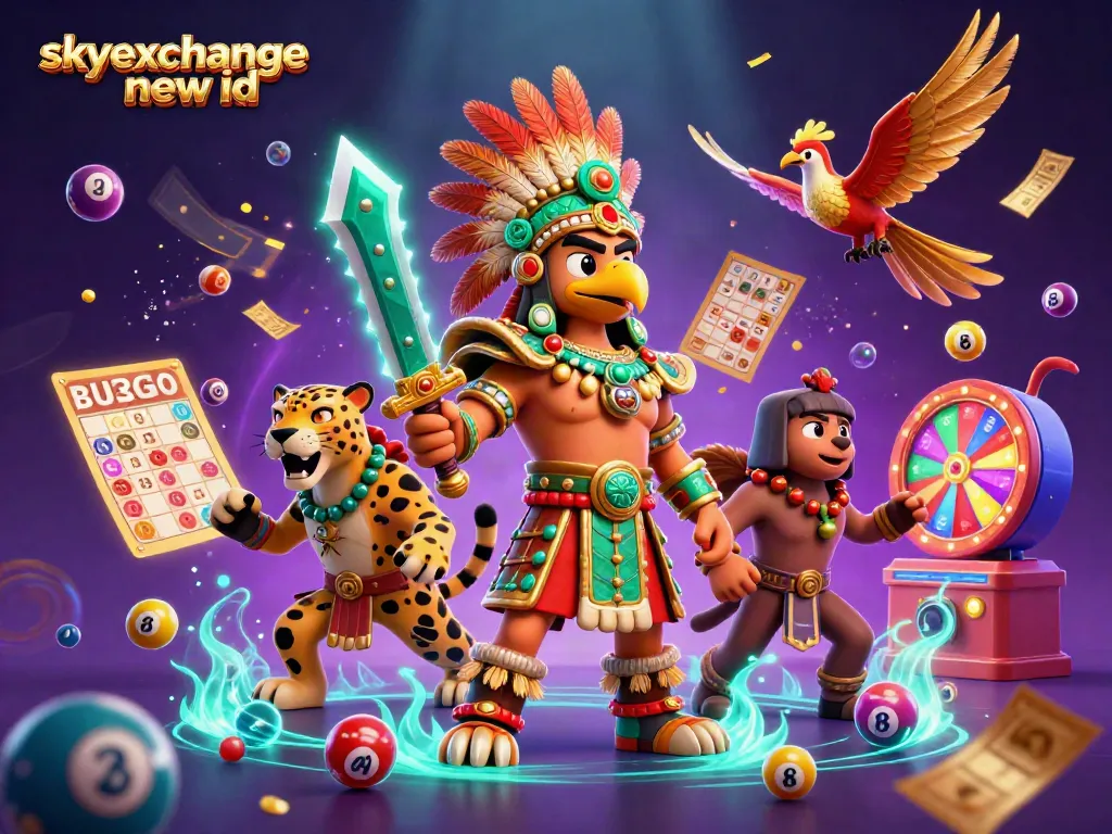 Engage in thrilling bets at skyexchange new id, featuring an Aztec warrior and dynamic gambling elements.