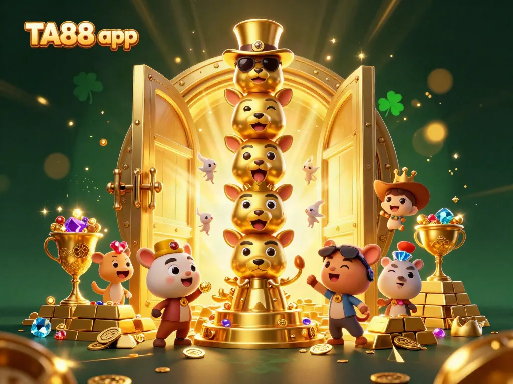 Experience the thrill of the TA88 app with a dazzling 3D illustration featuring exciting casino elements.