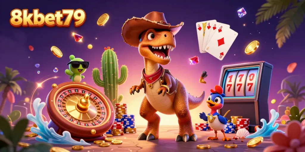Experience thrilling wins with 8xbet79 in this vibrant casino adventure scene.