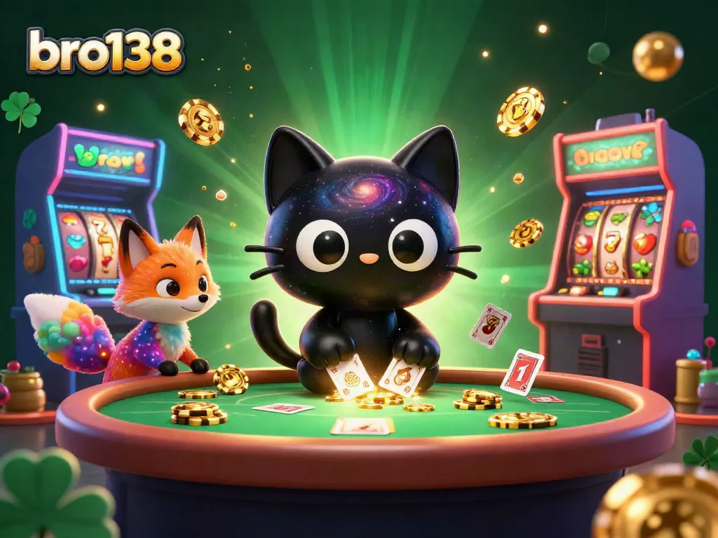 Engage with bro138’s vibrant slot gaming experience featuring cosmic characters and golden chips.