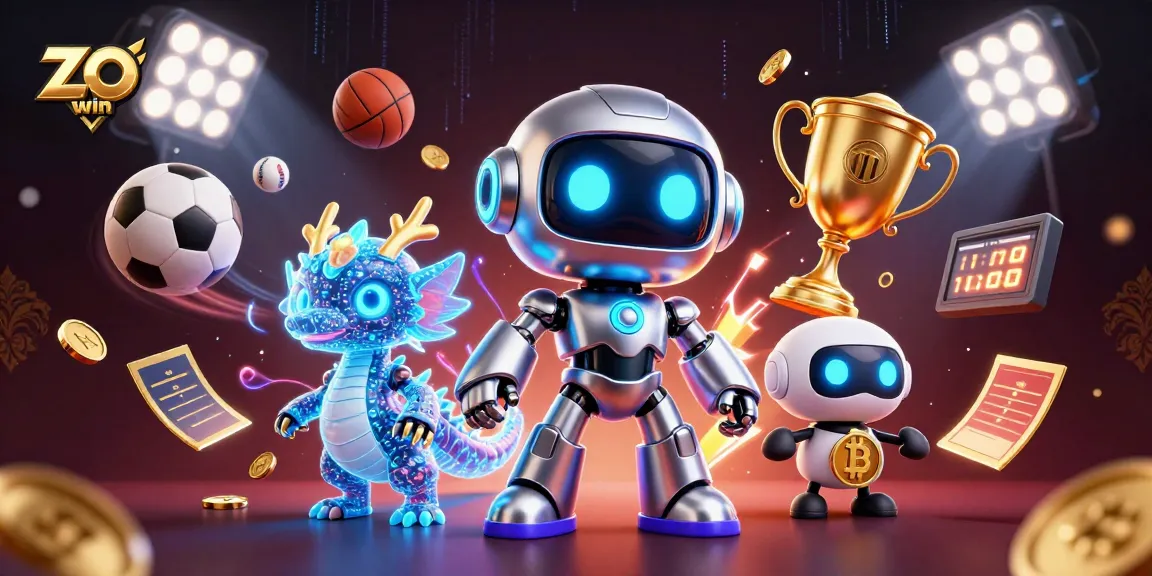 Experience thrilling betting action with zo win's vibrant 3D casino illustration featuring sports elements.