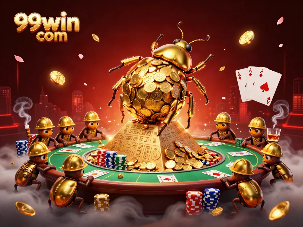 Experience dynamic gaming action with 99win com in this vibrant, detailed casino-themed illustration.